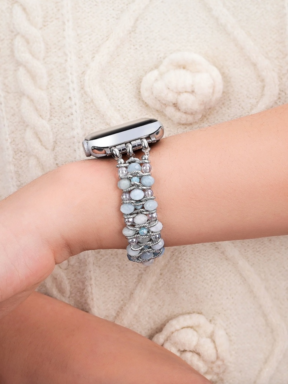 NWT Cape Diablo Aquamarine Sapphire Braided Apple Watch Strap